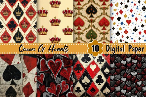 Download Queen of Hearts Digital Paper - Queen of hearts Collection