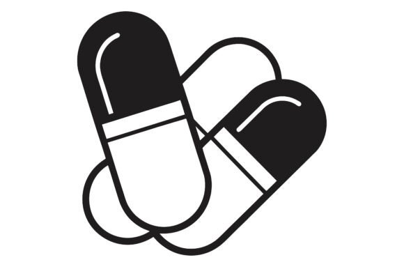 Download Medicine Capsules Black Line Art - Black line Collection