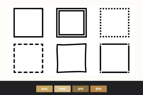 Download Six Black Line Square Frames Collection - Black line Collection